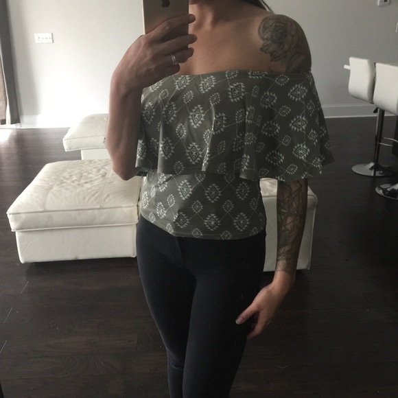 Olive Boho Off Shoulder Top - Picture 5 of 5