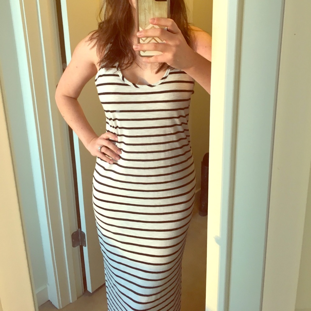 NEW LISTING! White and black striped maxi dress