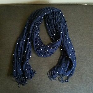 Navy Blue Polkadot Scarf