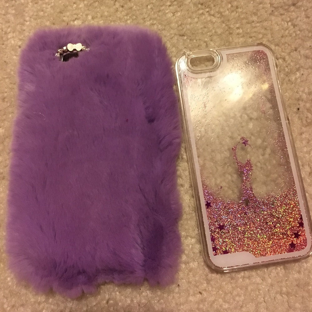 2 iPhone 6/6s phonecase waterfall glitter fur holo