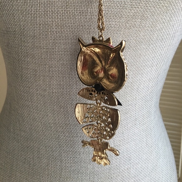 Betsey Johnson gem-student owl necklace - Picture 2 of 5