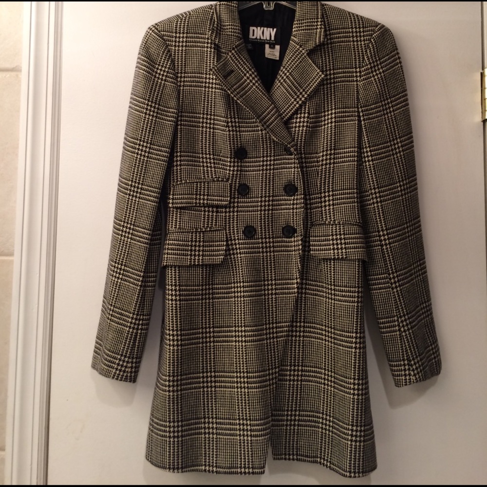 DKNY black and white houndstooth blazer size 2