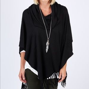 Lovestitch • Cowl Neck Fringe Poncho