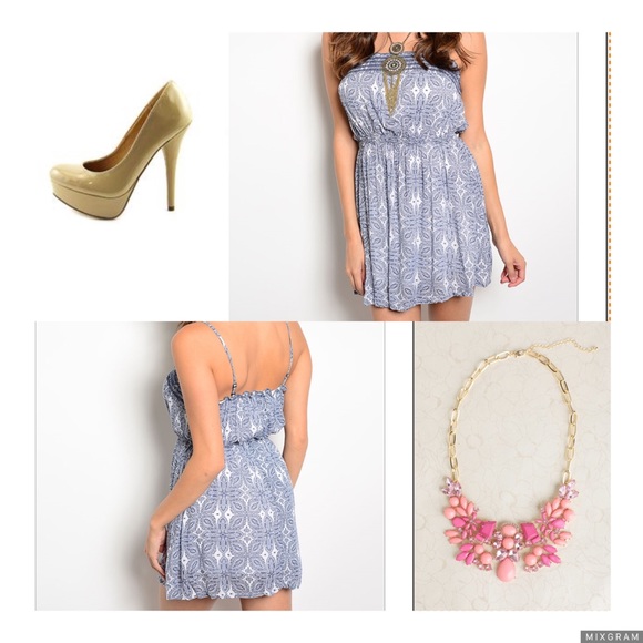 ☀️ summmer super sale ☀️ blue print mini dress - Picture 6 of 6