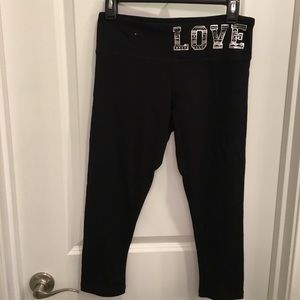 "Love" Black Capri Yoga Pants