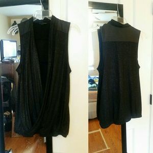 Metallic drapey front tank top