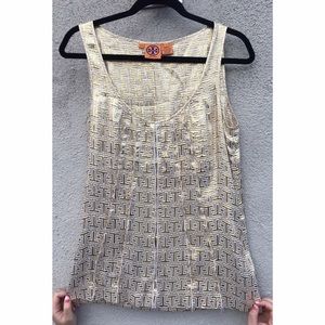 Tory Burch Patterned Silk Tank Top