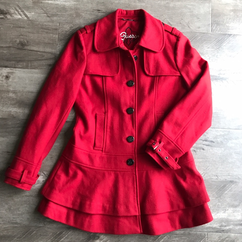 ⬇️⬇️GUESS Gorgeous Red Peacoat! Brand NEW!!