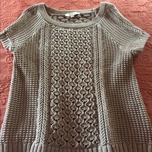 L, gray, Ann Taylor Loft short-sleeve sweater