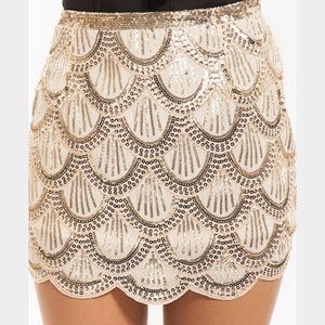 Tobi Sparkle Gold Party Skirt