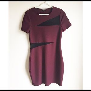 Express maroon short sleeve party dress