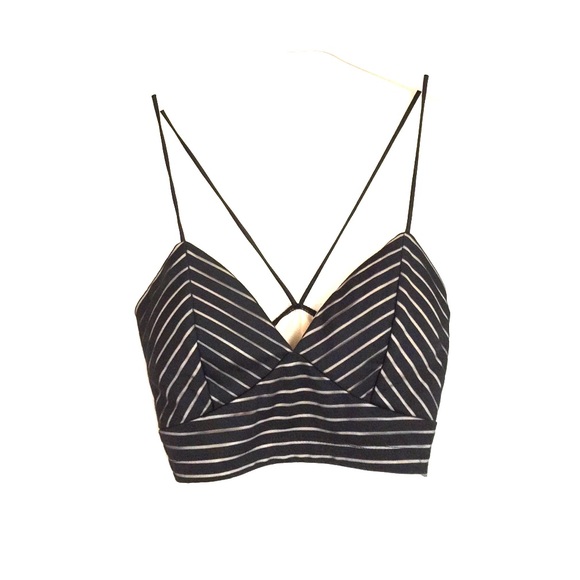 ANGL Tops - ANGL black and nude striped bralette crop small