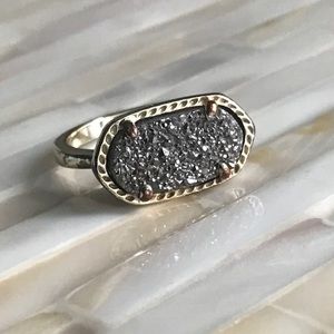 Kendra Scott Platinum Drusy Ring, size 6