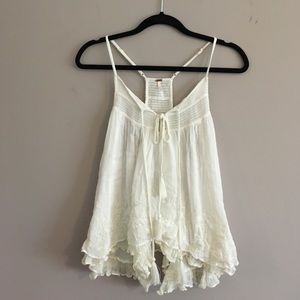 White Tie Front Flowy Free People Tank
