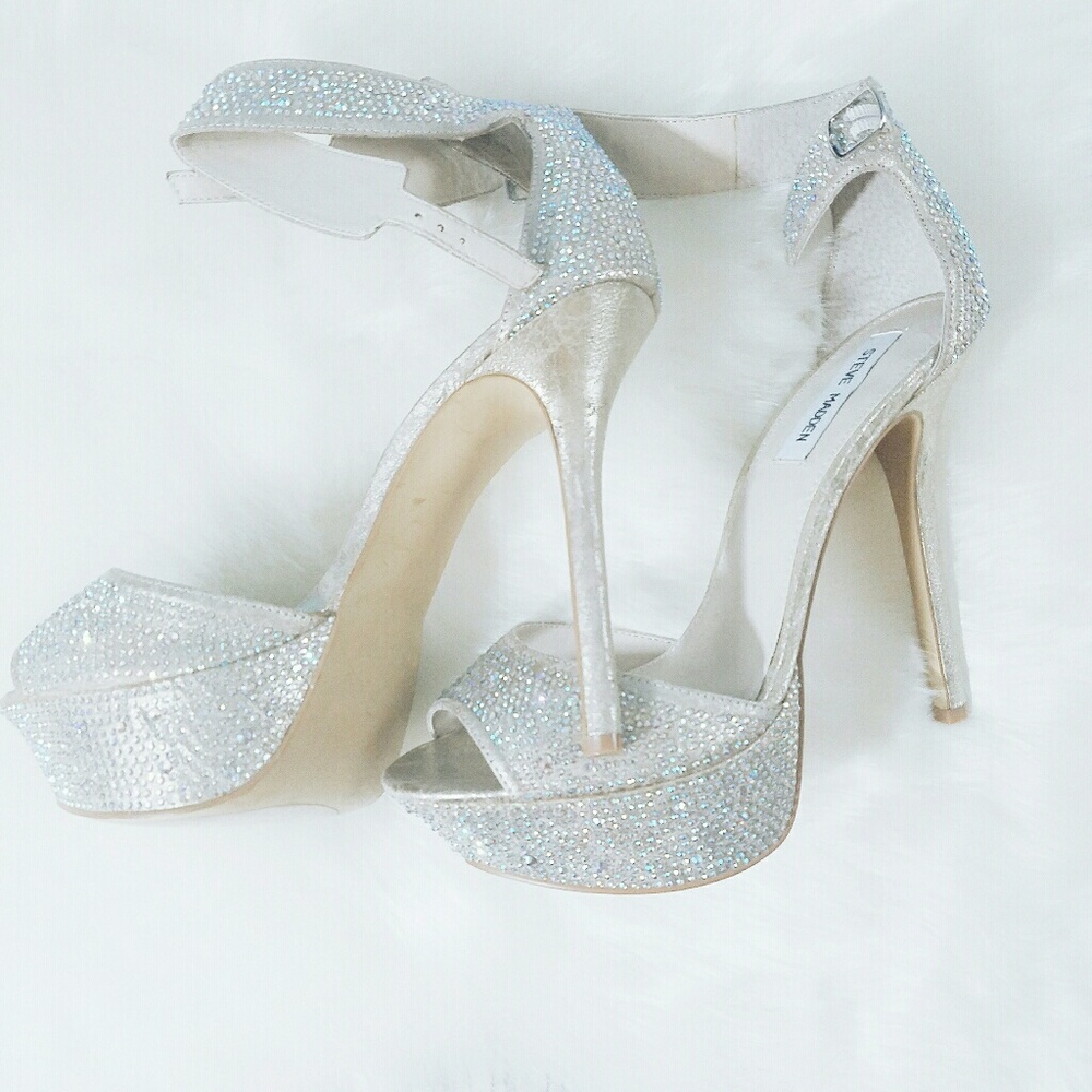 Steve Madden Ankle Strap Peep Toe Sequin  Heel