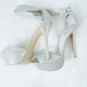 Steve Madden Ankle Strap Peep Toe Sequin  Heel
