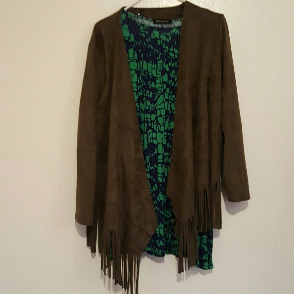 Fringe poncho blazer