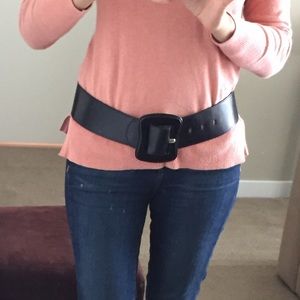 Fossil authentic leather curvy wide black belt