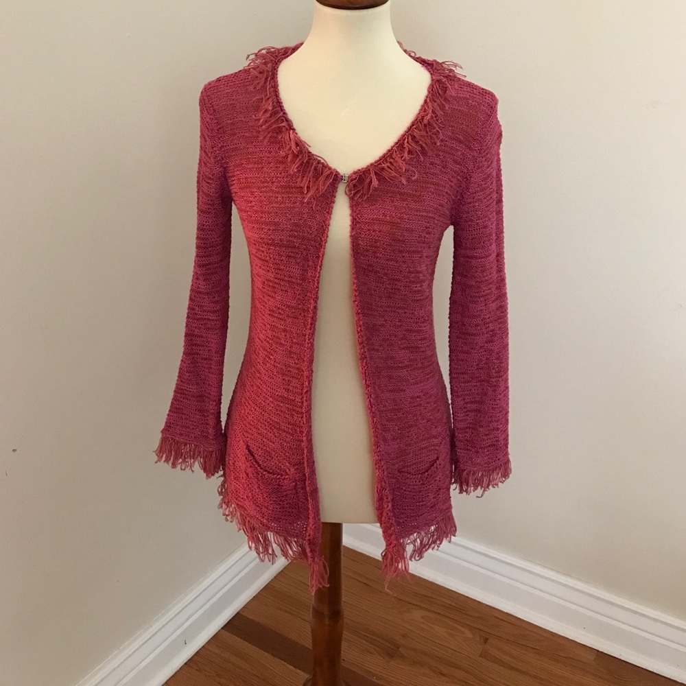 Beautiful Mercurized Cotton Pink Open Cardigan S