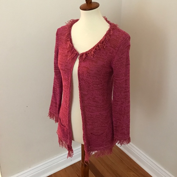 Beautiful Mercurized Cotton Pink Open Cardigan S - Picture 2 of 6