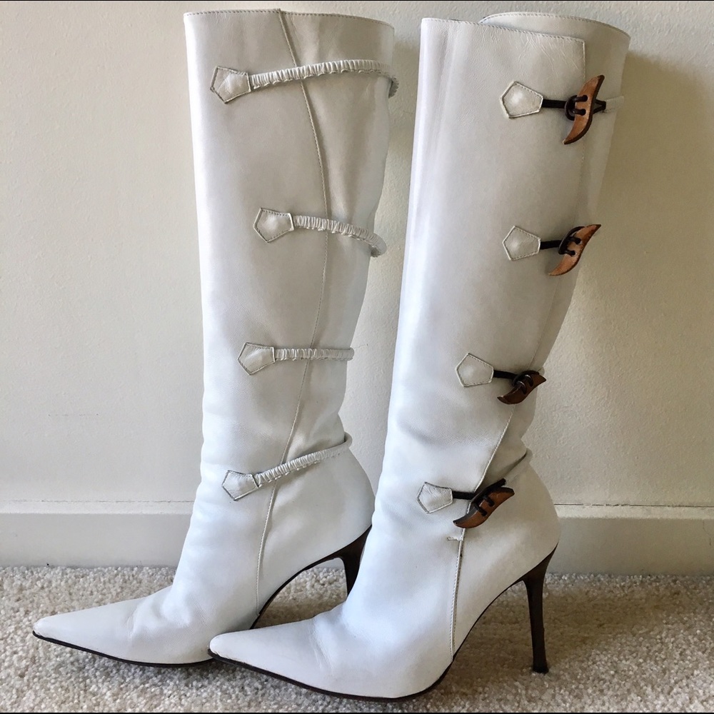 White stilettos boots