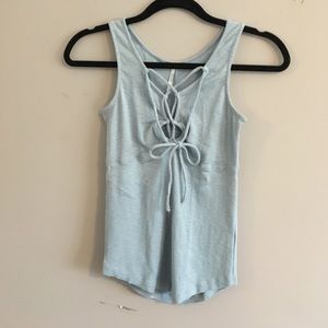 Blue Free People Lace Up Tank