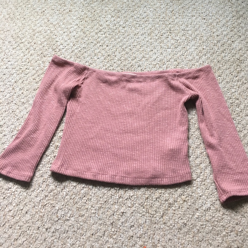 Ribbed knit off the shoulder top