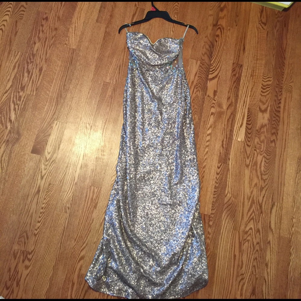 Long goldish sequin dress