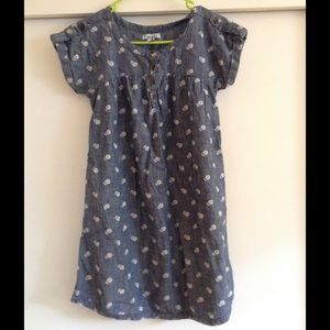Denim dress with white flowers