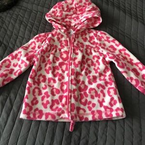 Pink leopard print zip up polar fleece