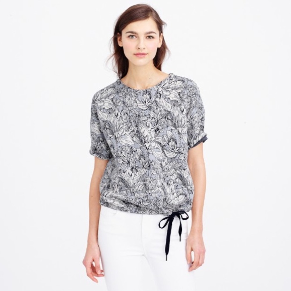 J.Crew Short-Sleeve Jacquard Drawstring Sweatshirt