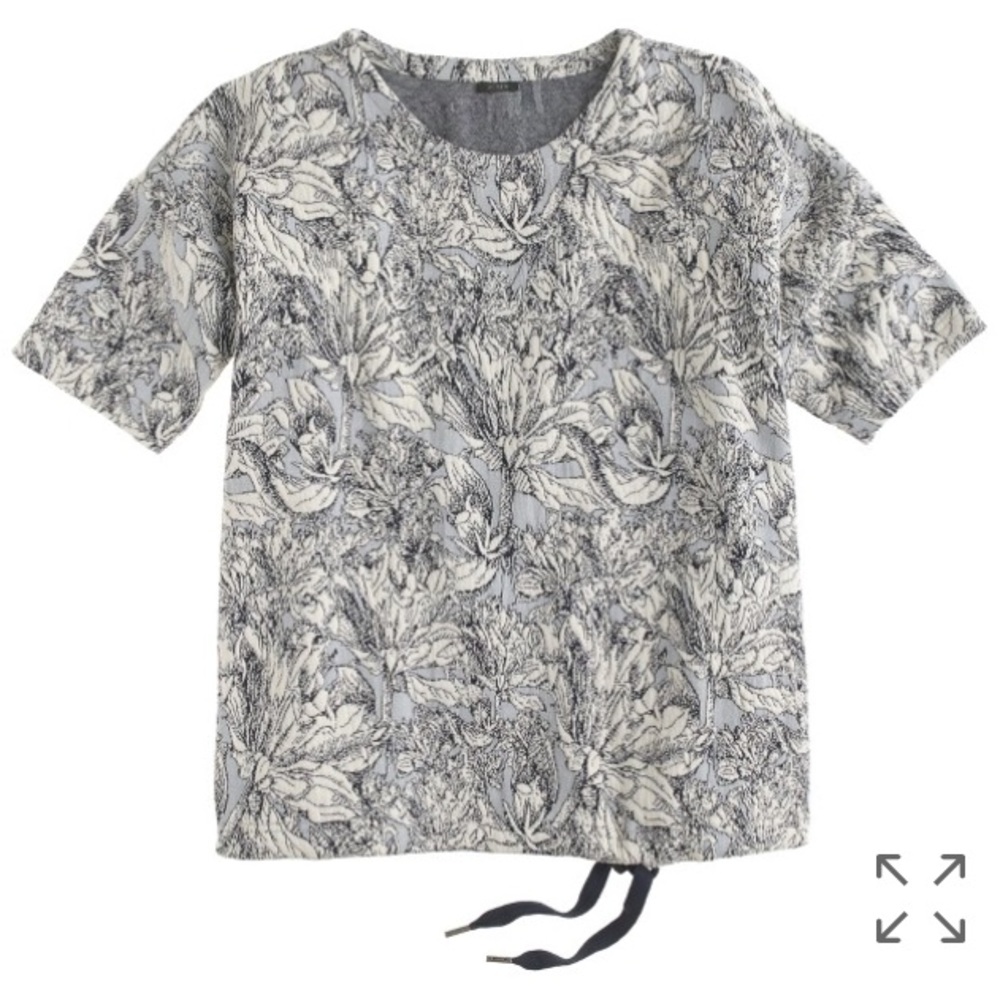J.Crew Short-Sleeve Jacquard Drawstring Sweatshirt - Picture 2 of 2