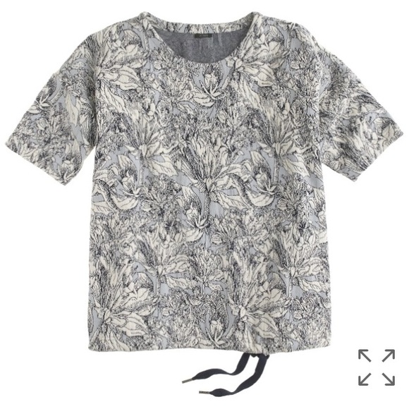 J.Crew Short-Sleeve Jacquard Drawstring Sweatshirt - Picture 2 of 2