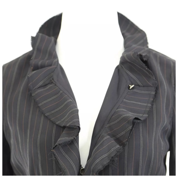 🎁 Yansi Fugel Black Raw Edge Pin Stripe Jacket - Picture 5 of 8