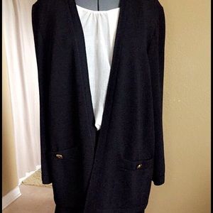 St. John Basics M Black Knit Jacket, logo button