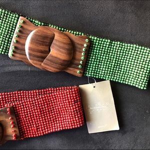 Anthropologie beaded belt - green