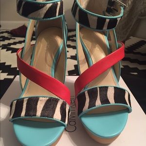 Calvin Klein wedges Dani Zebra Haircalf Leather