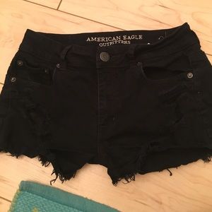 Black high waisted ripped shorts from AE