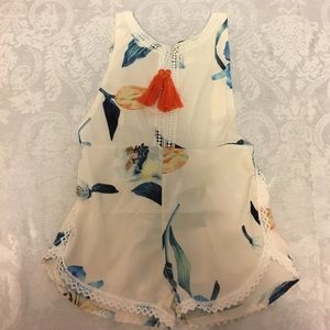 Allywit Summer Backless Romper Size 2T-3T