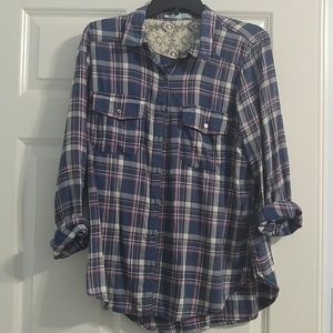 Maurices Navy Plaid Shirt