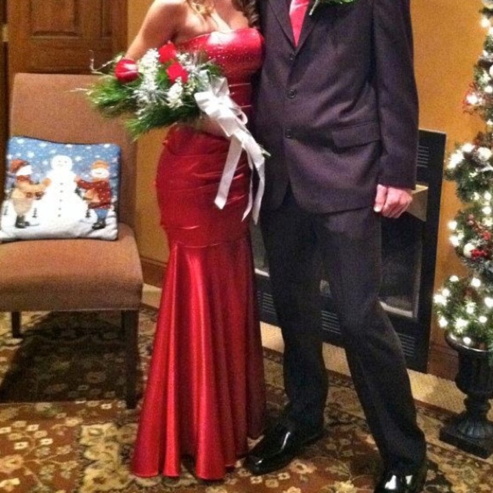 Red Mermaid Gown with Rhinestones