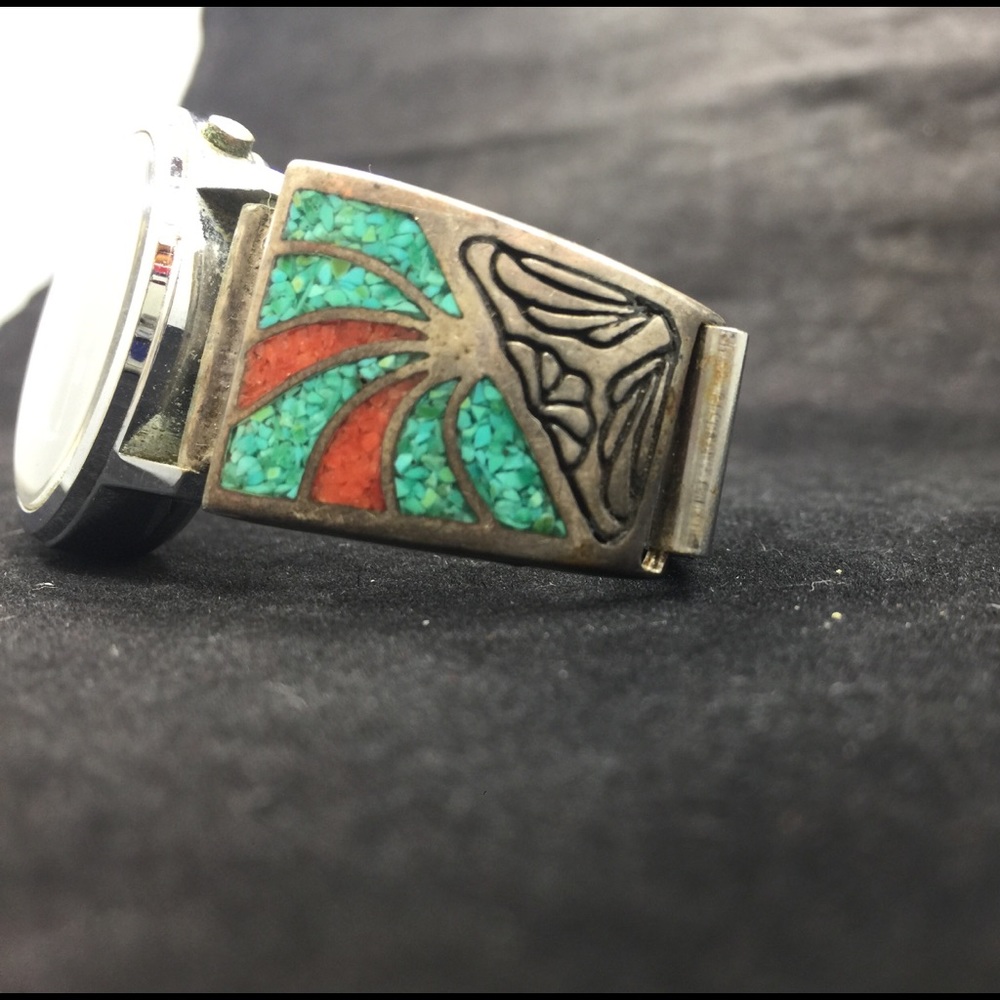 💚Price FIRM💚Turquoise and coral inlay watch tips