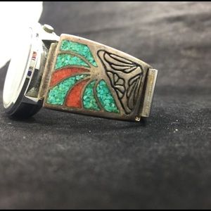 💚Price FIRM💚Turquoise and coral inlay watch tips