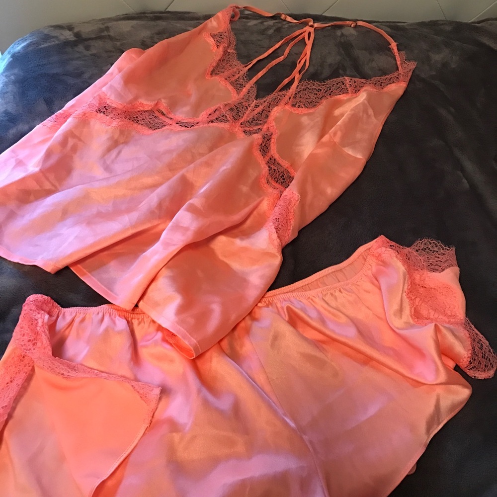 Victoria's Secret satin "strappy" pj set size Lg