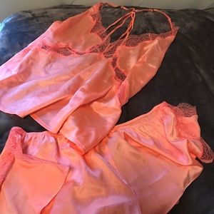 Victoria's Secret satin "strappy" pj set size Lg