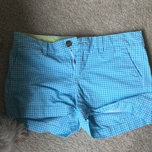 Blue checkered shorts