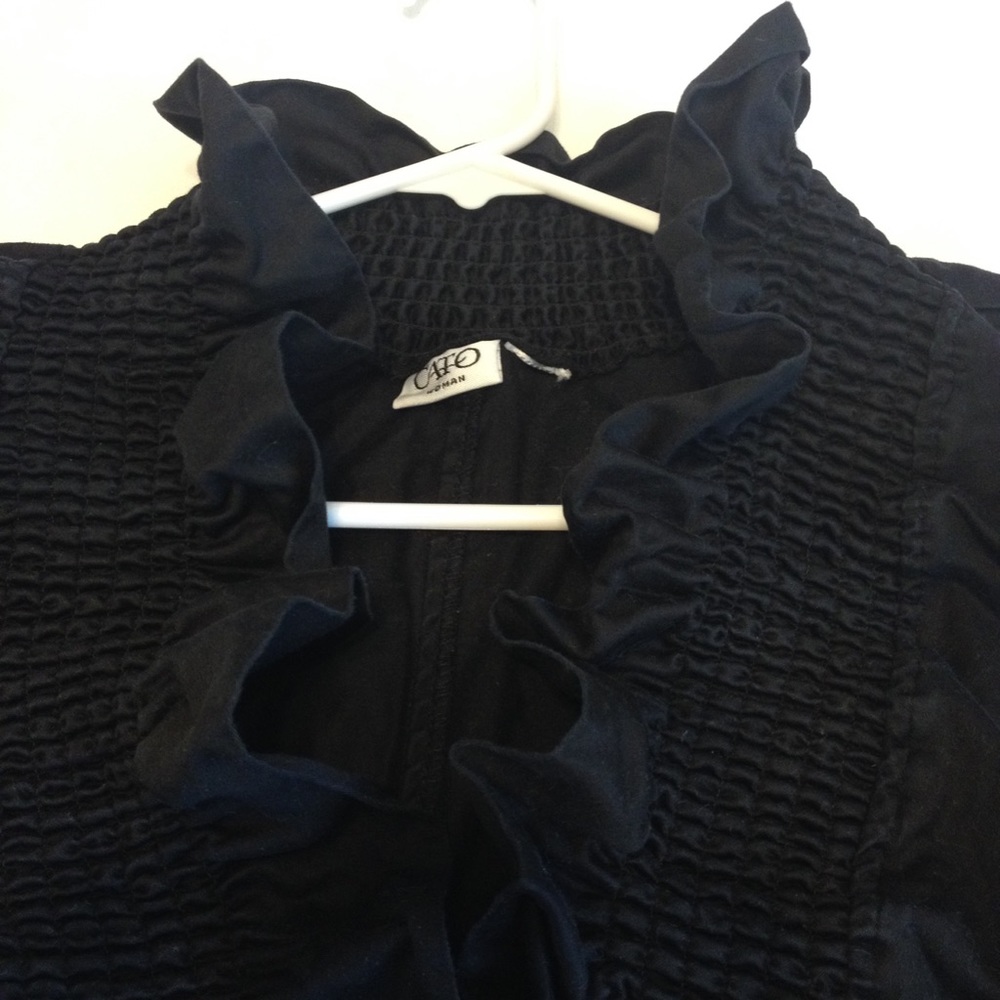 Classy Black Ruffle Top - Picture 2 of 5