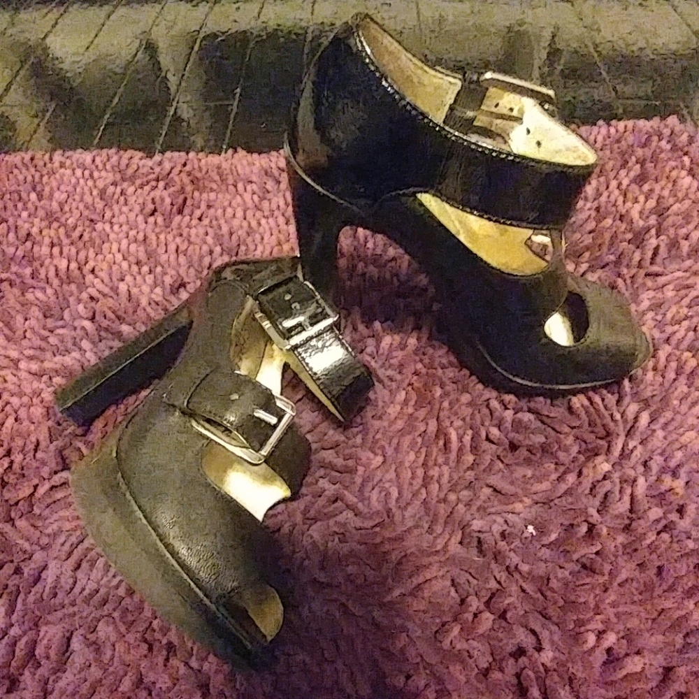 Double Buckle Leather Heels