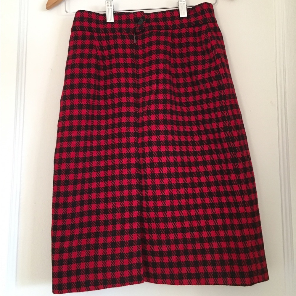 Vintage plaid high waisted pencil skirt - Picture 2 of 2