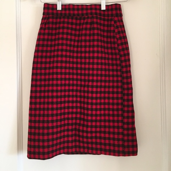 Vintage Dresses & Skirts - Vintage plaid high waisted pencil skirt